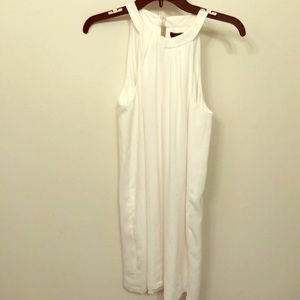 Mid length and high neck white BCBG dress